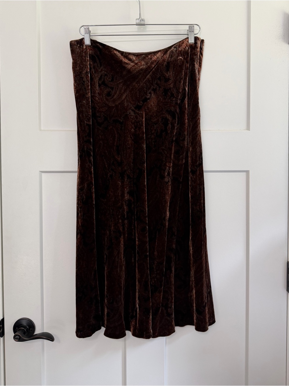 Talbots Collection Silk Blend Burnout Velvet Paisley A-Line Midi Skirt 14 - Picture 2 of 9